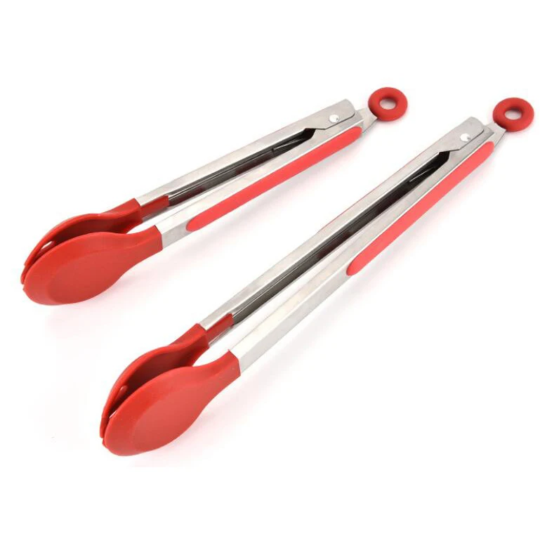 Food BBQ Clip Handle Clamp Stainless Steel Serving Tongs Useful Tool SW12142012A