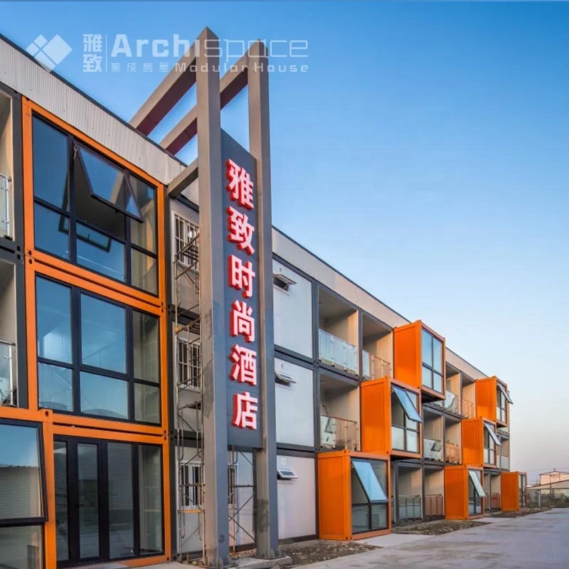 
apartment building with prefab house 