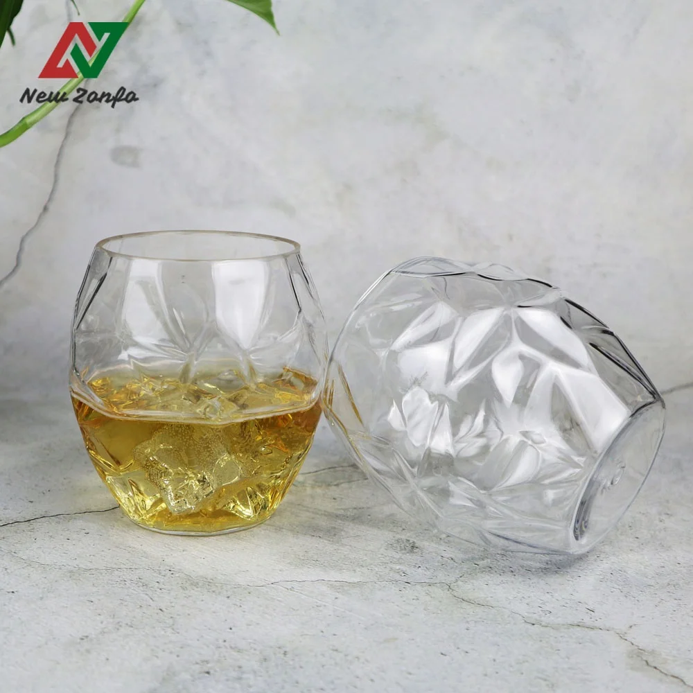 
Eco-friendly Crystal Wine Glass Unbreakable Tritan Plastic Stemless Whisky Glass 