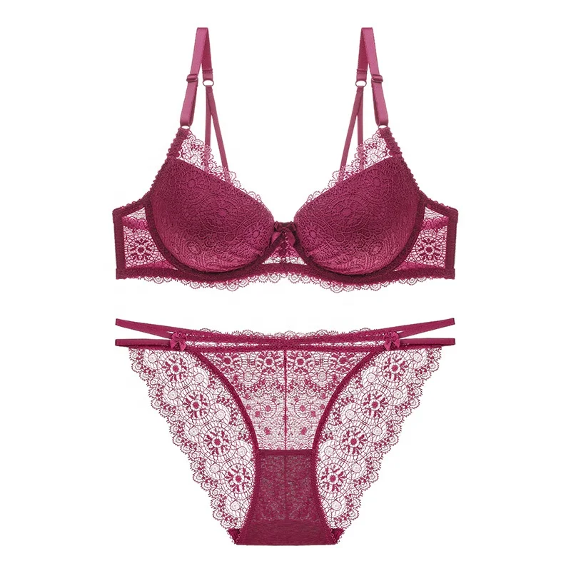 
Ladies Sexy Lace gather on the bra thin and thick girl underwear bra set 