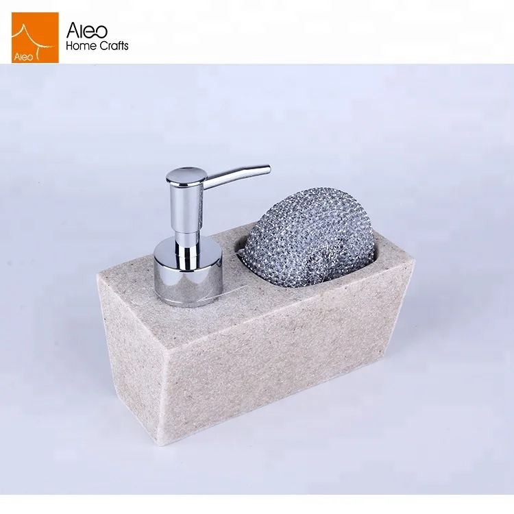 Кухня черный пресс для мыла дозатор с Кисть Губка держатель ручной жидким моющим средством бутылка для лосьона