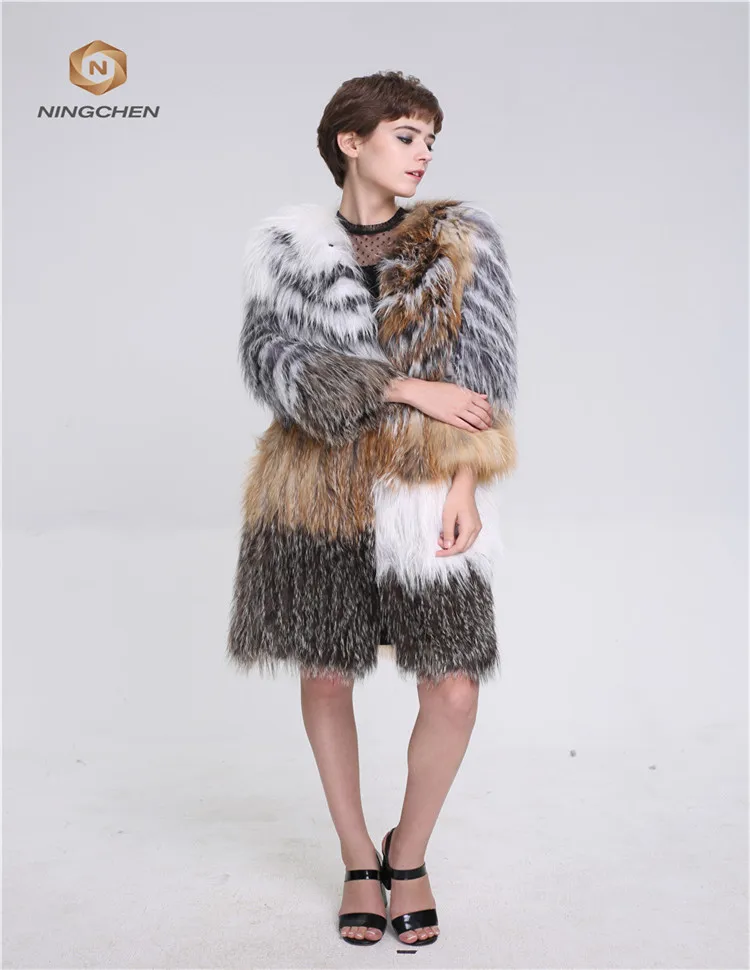 Hot sale women overcoat real fox fur coat mink fur coat wholesale russia woman long style real fox fur coat