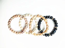 Elastic Stretch Fashionable Natural Baroque Irregular Freshwater Beads  Pearl Bracelet