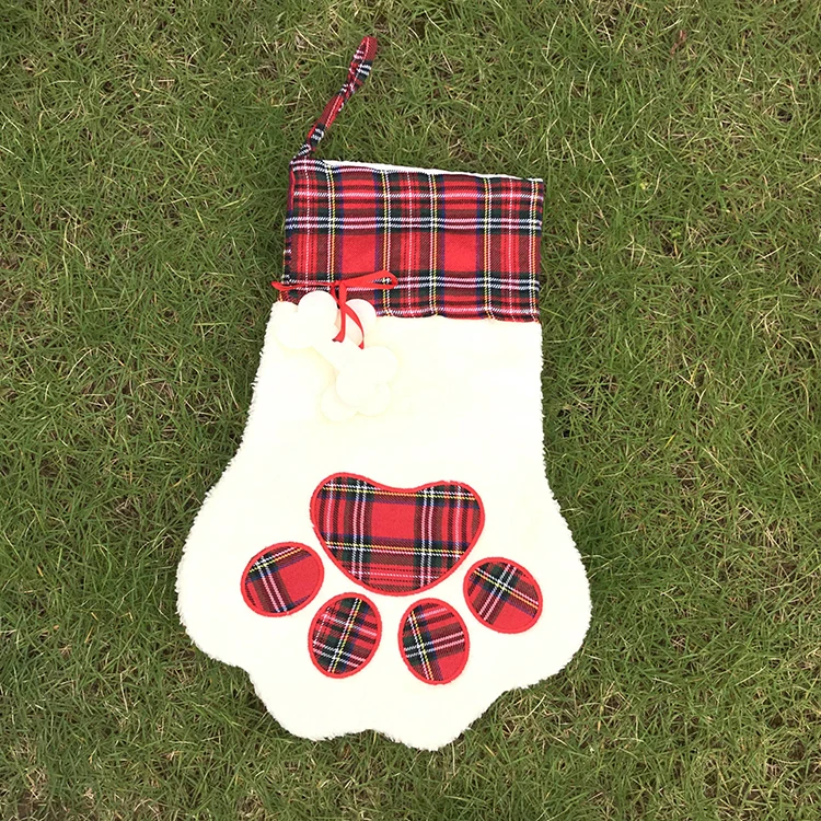 
Wholesale Christmas Gift Filler Pet Stocking Custom Large Sock Monogram Dog Paw Christmas Stocking 