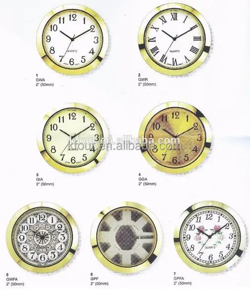 KFOUR 50mm watch bezel inserts 2 inch gold silver quartz mini clock insert/head from China