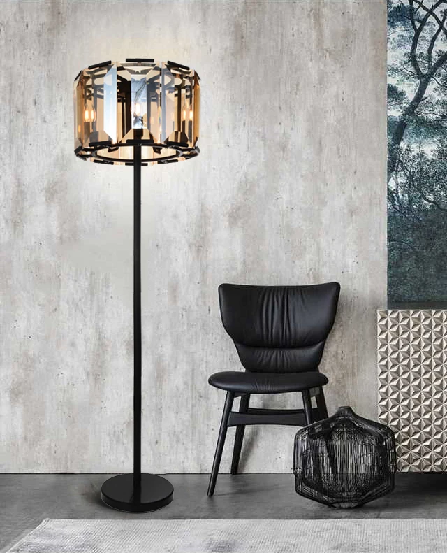 Best seller UL CE ROHS amber glass floor lamp modern standing lamp