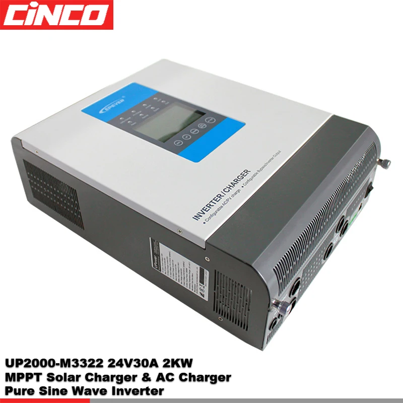 UP2000-M3322  single phase DC TO AC off grid power inverter 2KVA 24V-220V with 30A PWM solar controller all in one box
