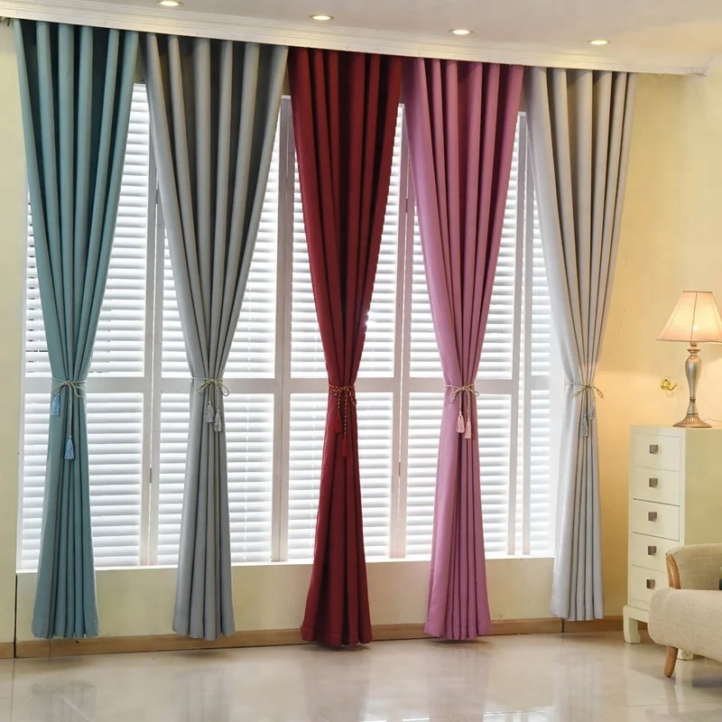 High Quality Linen Interior Sun Shading Thick Cloth Panels Drapes Blackout Curtains For Cafe Bedroom Living Room Wholesale