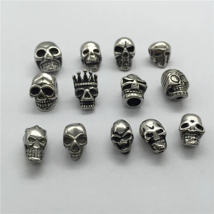 Wholesale metal hole spacer beads,large hole metal beads skull,small skull beads stainless steel