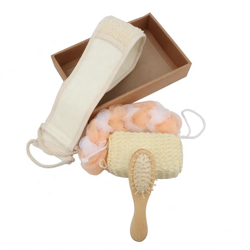 
Hot Sale Bathroom Accessory Sets ,Wooden Bath Shower Gift Set Include Scrubber Massage Comb For Women 