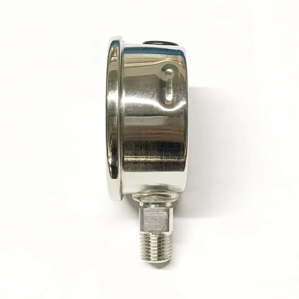 200PSI 1/4NPT 316/304l SS 60mm Safety Bourdon Type Gauges Stainless Steel High Temperature Resistant Glycerin Pressure Gauge