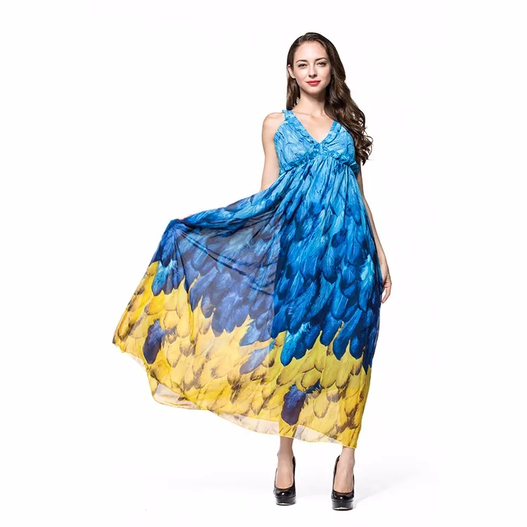 batik long bohemia beach dress cover up