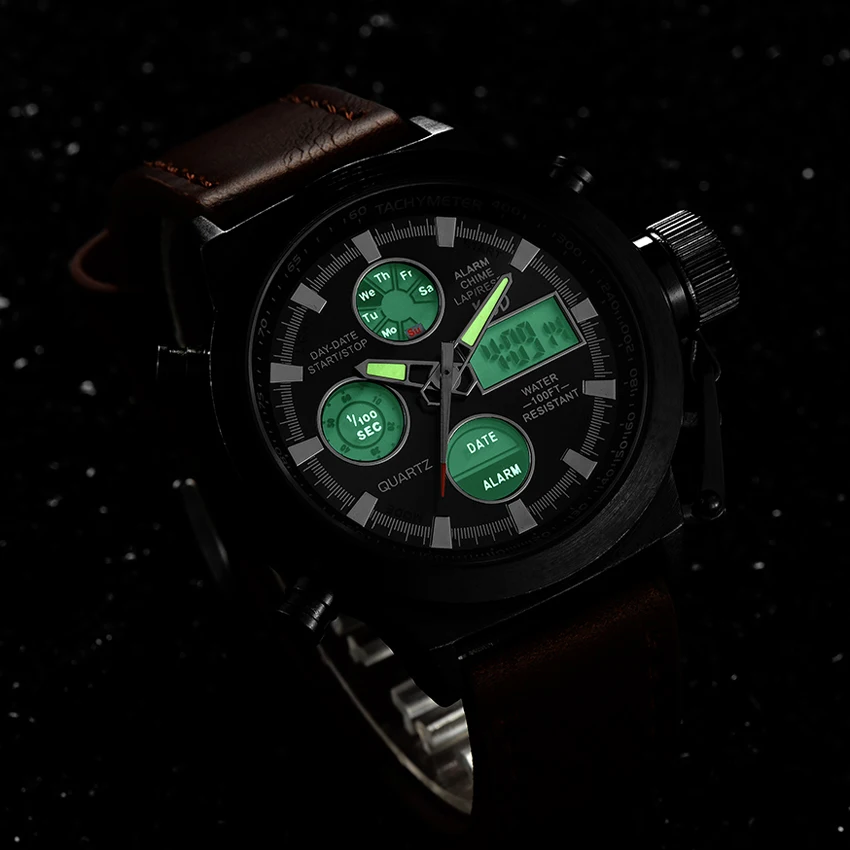 
GOLDEN HOUR watch multifunction waterproof branded men smart digital watches quartz luxury wristwatch 