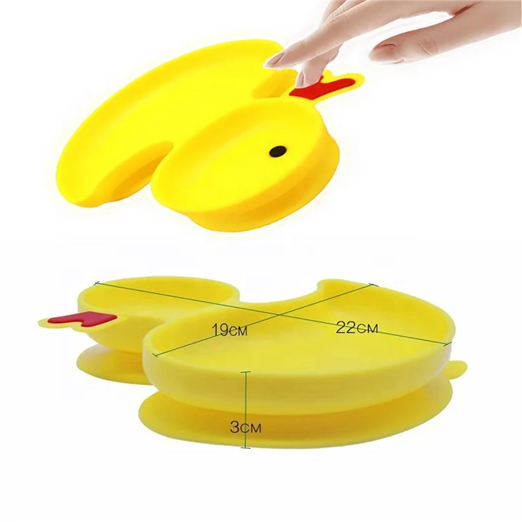Bpa Free Baby Silicone Plate Funny Duck Silicone Kids Dinner Plate