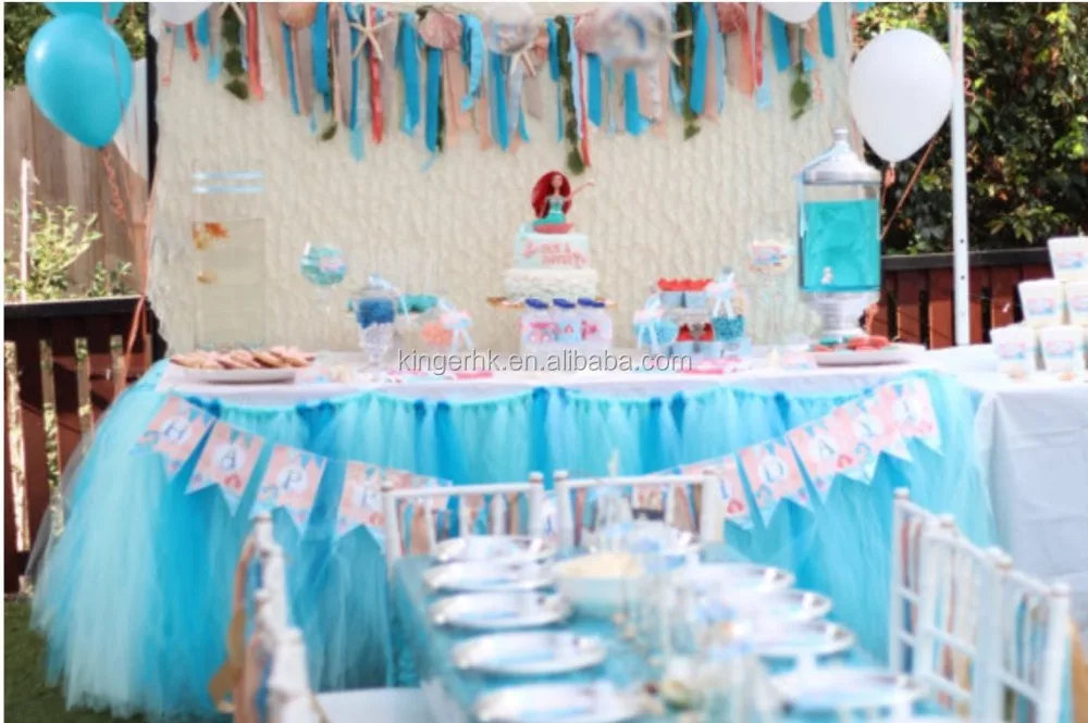 
Elegent wedding table skirts tutu tully for birthday party events decoration 
