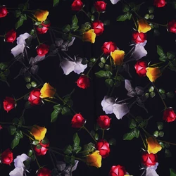 Best seller breathable soft touch rayon satin flower leaf vivid 3d digital printed fabric for dresses