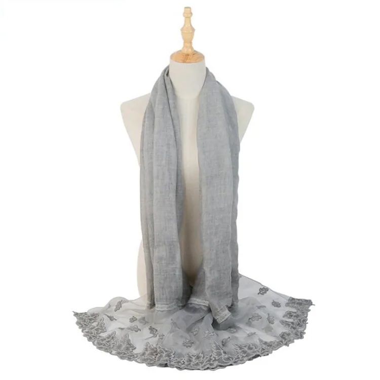 Scarf manufacturers promotional soft long cotton winter lady fashion lace scarf pashmina