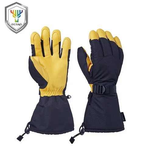 
Custom waterproof leather outdoor sport snow warm winter ski gloves thinsulate winter waterproof mittens 