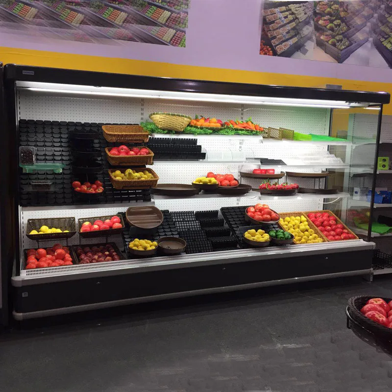 Commercial equipment vegetables store fruits display cooler multi-deck air curtain chiller cabinet