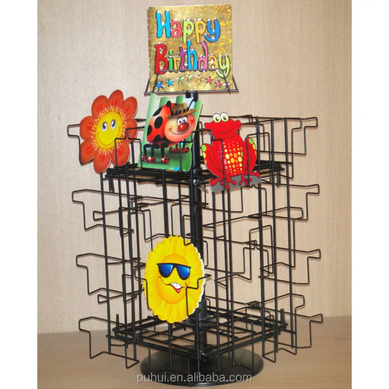 stock or custom counter revolving metal wire greeting card display stand for retail stores