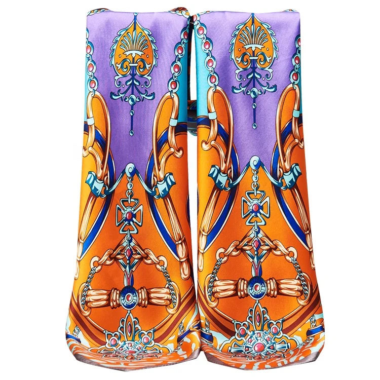 Factory Custom Digital Print Square Hijab Lady Pure Silk Scarves