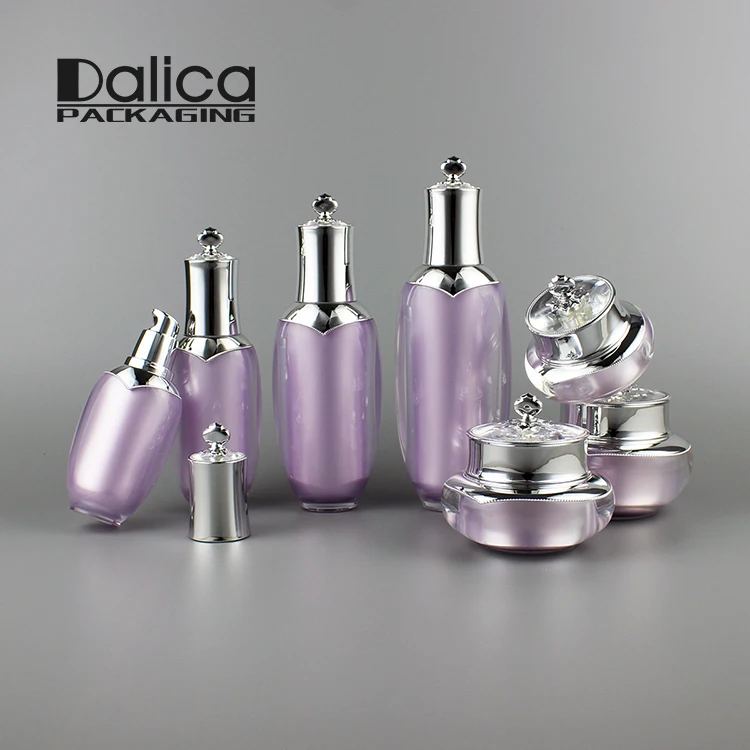 
New Style Luxury Cosmetic Elegant Crown Shape Lavender Acrylic Jar for Daily Skincare Lotion 