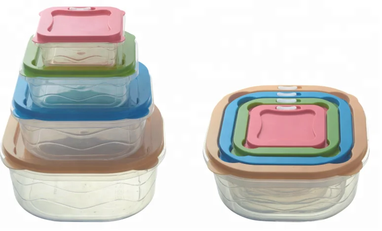 
Creative Rectangle 5pcs Plastic Food container with colorful lid 