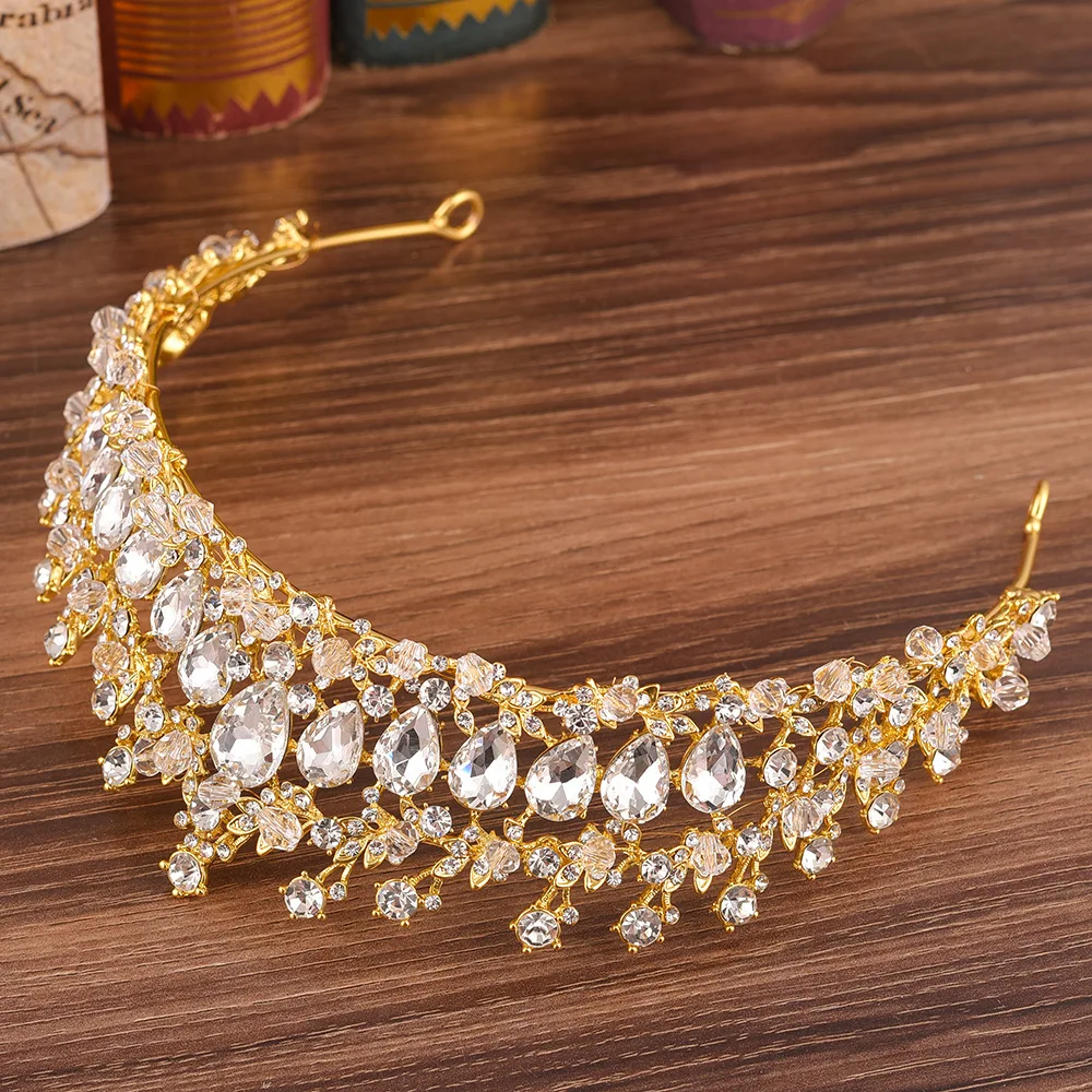 Rhinestone Beaded tiara handmade bridal headband wedding hair accessories