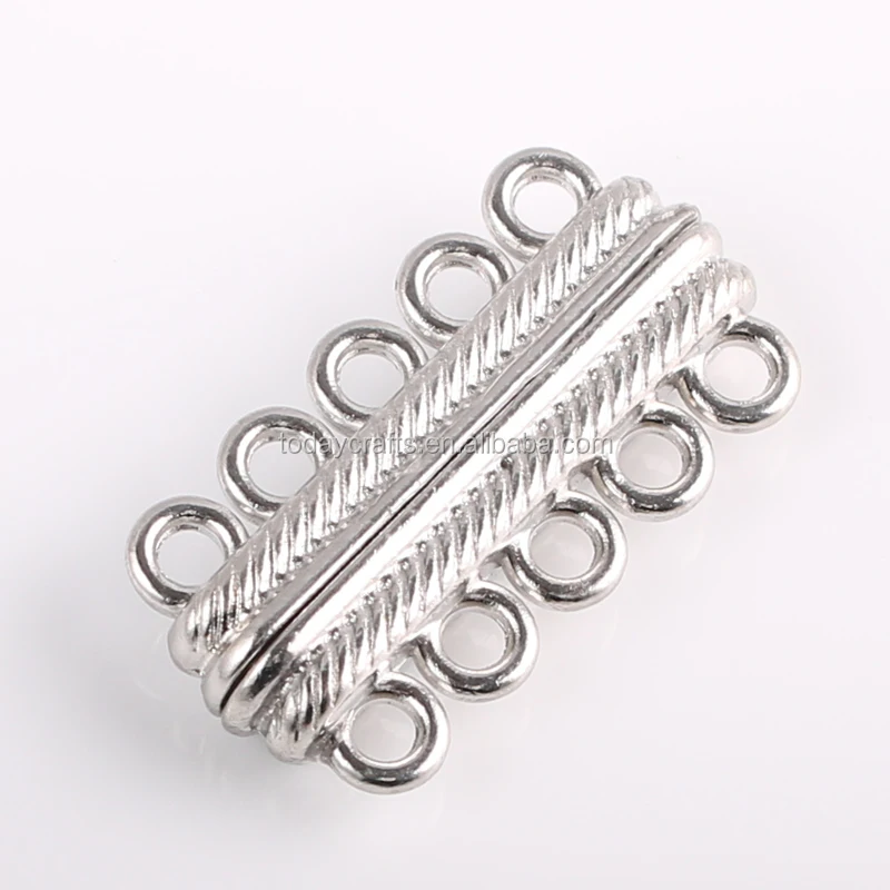 High Quality silver gold rose gold plated Slide Lock Clasps  5 Multi Strand Necklace Clasp