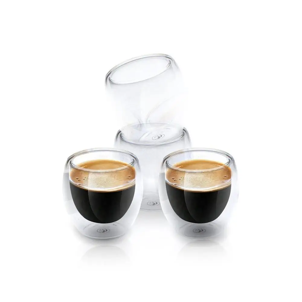 Распродажа с завода кофейная чашка эспрессо двойными стенками из прозрачного стекла
