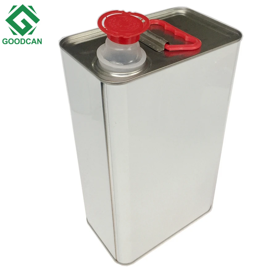 Custom size 4L rectangular chemical metal paint container engine oil tin can with flexible spout lids Metal Can
