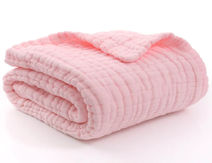 Newborn Muslin Baby Towel Cotton Gauze Super Soft Baby Bath Towels 6 Layers Infant Towels 2 Pack(White,Pink)