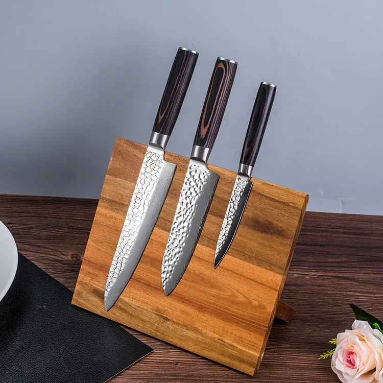 
Customized Japanese 3 Pcs Damascus Steel Kitchen Knife Set 