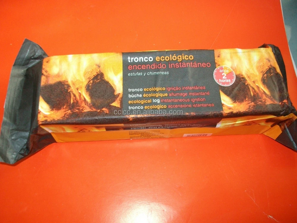 Rectangular-shaped sawdust fire wood log,made of wood fiber and paraffin