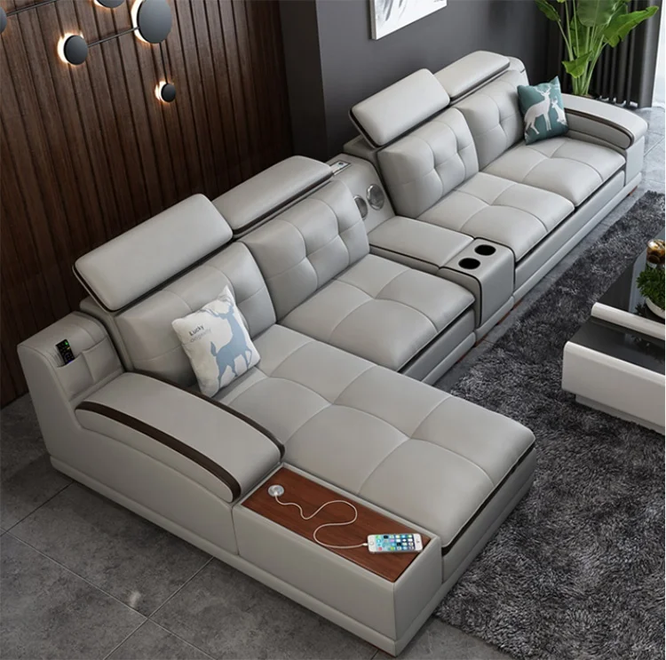 Modern Customizable corner combination customized Genuine leather sectional sofa L Shaped Living Room Set 7 Seater Couch