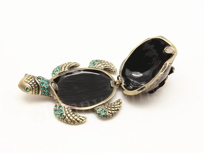 SHINNYGIFTS Handmade Metal Pewter Turtle Trinket Box Metal Box Home Decorative Jewelry Gift Box