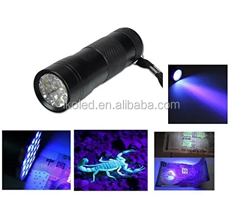 LED UV Flashlight 12LED 395-400nm LED UV Light torch light lamp safety UV 3AAA Blacklight Detection