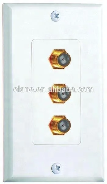 WHITE COAXIAL WALL PLATE PERFECT VISION SINGLE OUTLET F81 CONNECTOR 3 GHZ