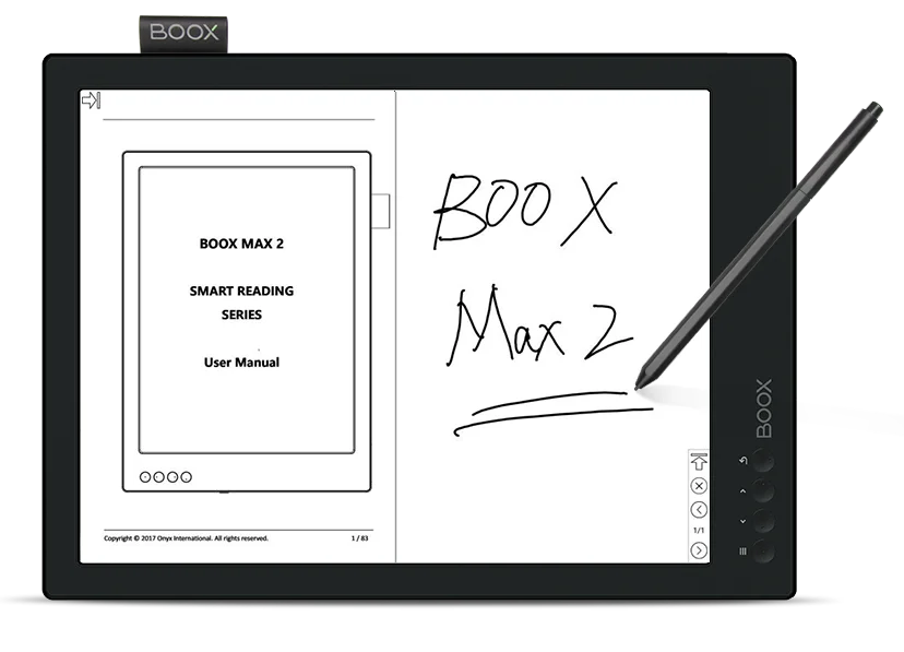 Onyx Boox ebook reader Max 2 dual touch control reader mode & Monitor mode