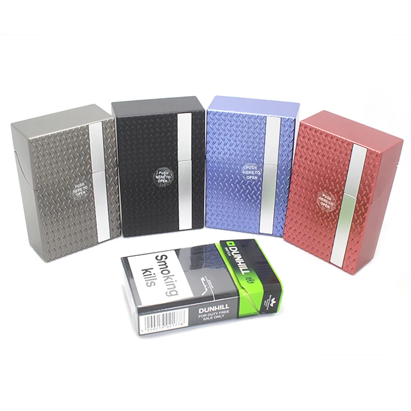 China factory wholesale aluminum material King size cigarette case cigarette holder with unique stickers