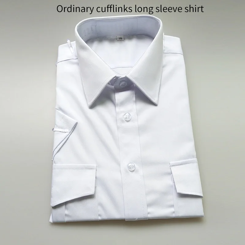 Man airline pilot captain uniform  white shirt long sleeve short sleeve white pilot shirts