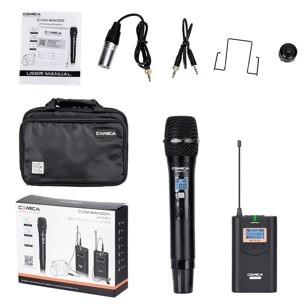 COMICA 48 Channels and 100m Working Distance Omni-directional Wireless Lavalier Microphone for Camera, Camcorder, Smartphone