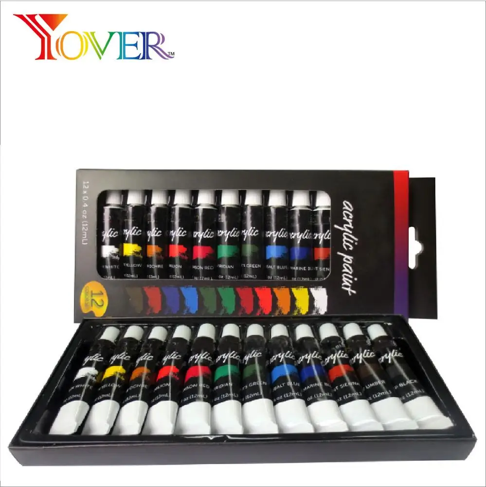 Hot Sale on Amazon cheap price 12pcs 12ml Artist Acrylic Paint Set