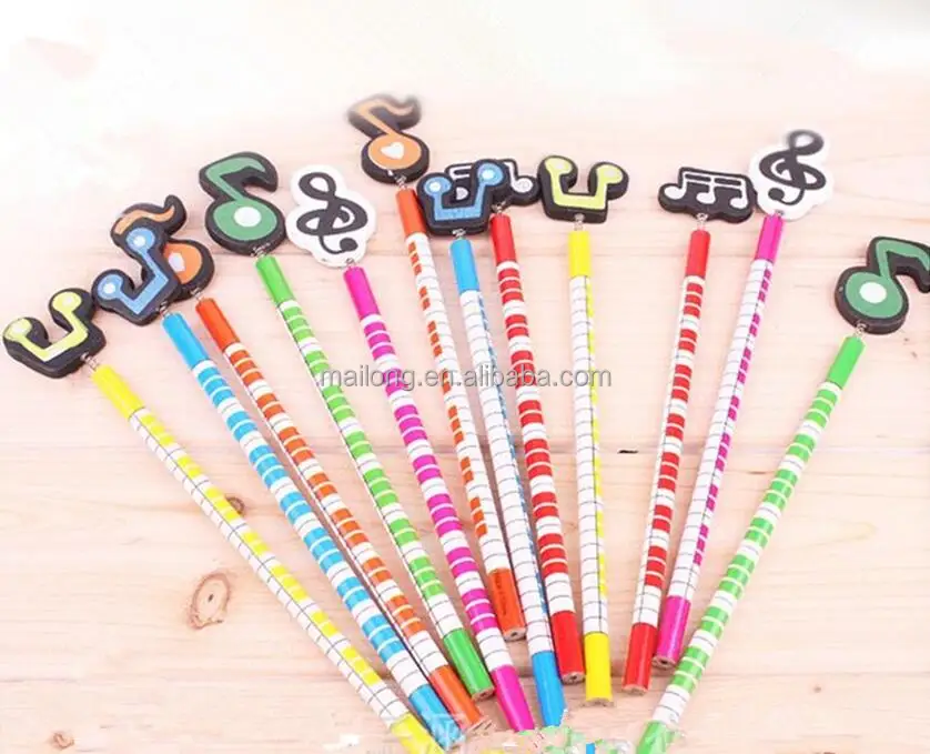 
Wooden pencil cartoon music symbol Creative cartoon Japanese and Korean students stationery 