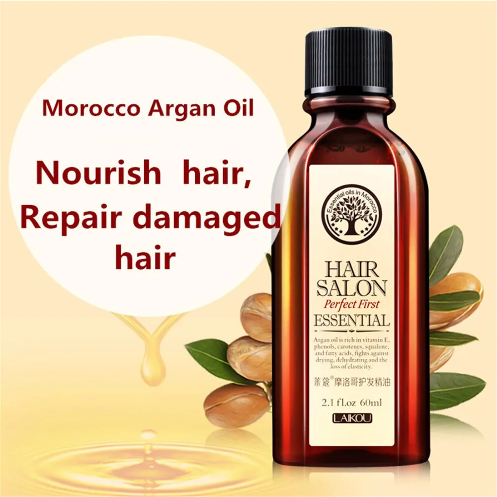 LAIKOU Hair Care Essential Oil Dry Demaged Treatments Repair Hair Serum 100% Pure Moroco Argan Oil