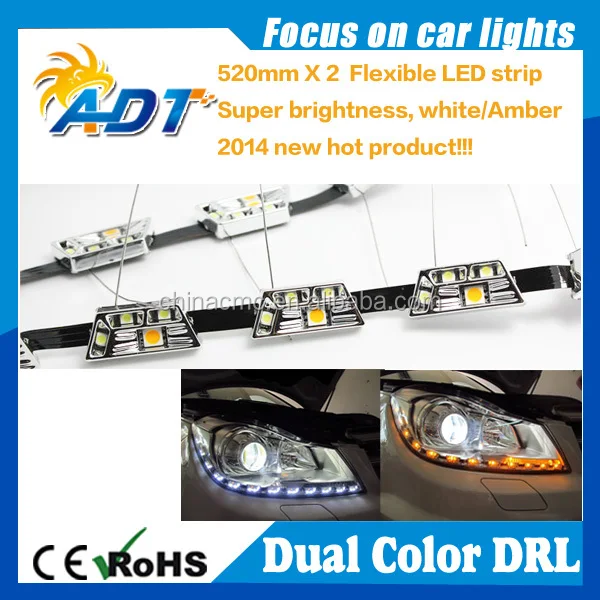 2016 горячий продавать Гибкий Универсальный В ПОСТОЯННОГО ТОКА, Двойной Цвет drl дневного света