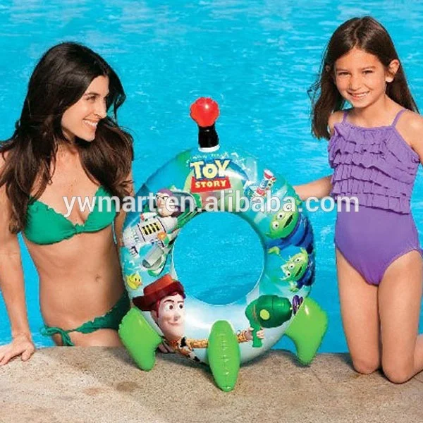 Promotional wholesale Customized cartoon printing Inflatable swimming ring for kids