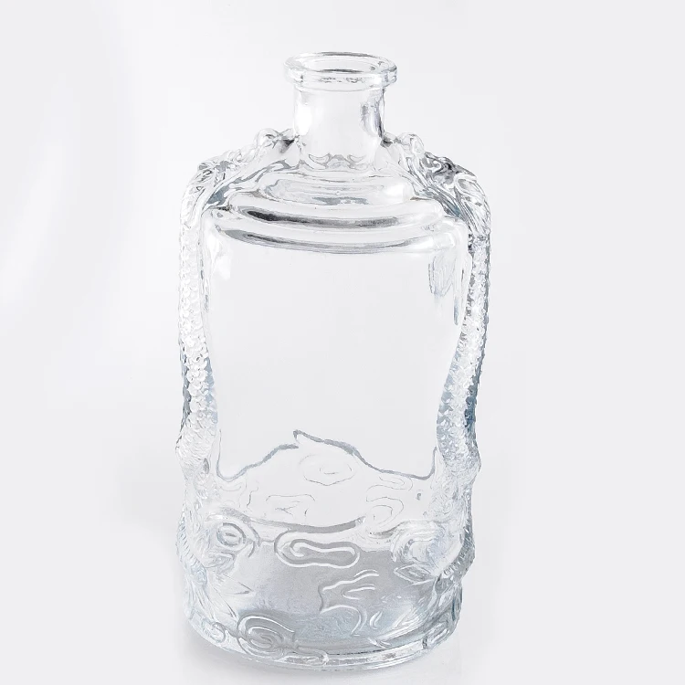 Engraving Dragons 250ml 500ml 750 ml Clear Glass Red Wine Vodka Whisky small wine bottle with lid