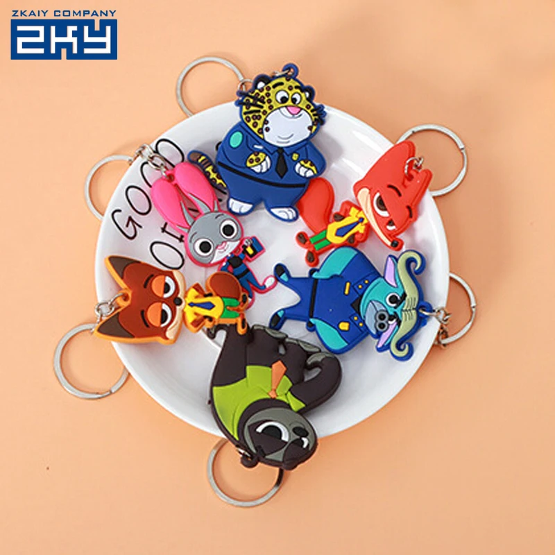 
Animal Cartoon Toys Dolls Zootopia Keyring Rubber Keyring Handbag Purse Backpack Charms Keychain Gift 