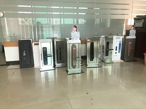 Factory professional custom countertop acrylic smart door lock display stand rack